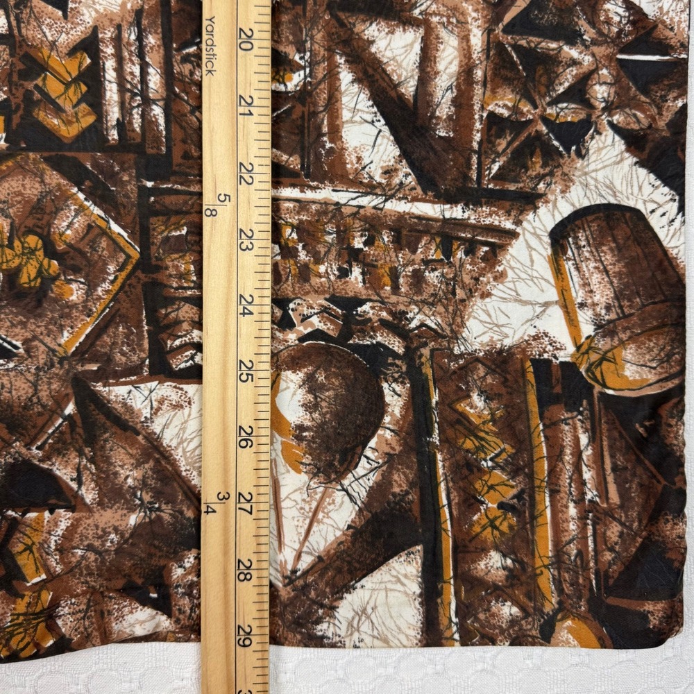 Vintage Malihini Hawaii Aloha Shirt Abstract Polynesian Tribal Brown 60s 70s - Picture 8 of 9